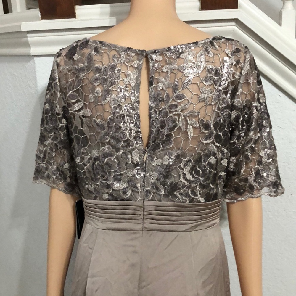 Adrianna Papell Floral Sequin Embroider Drape Gown - Picture 8 of 9